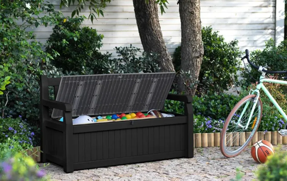 Discount Solana 70 Gallon Outdoor Storage Bench - Grey Outdoor Benches|Outdoor Storage Benches