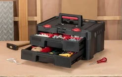 Stack & Roll 2 Drawer Tool Box - Black Tool Storage