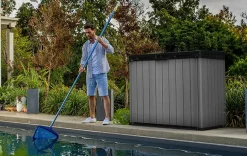 Store-It-Out Darwin Storage Shed - Graphite Trash Can Storage Sheds|Horizontal Sheds