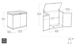Store-It-Out Darwin Storage Shed - Graphite Trash Can Storage Sheds|Horizontal Sheds
