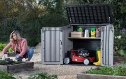 Discount Store-It-Out Prime Storage Shed - Graphite Trash Can Storage Sheds|Horizontal Sheds