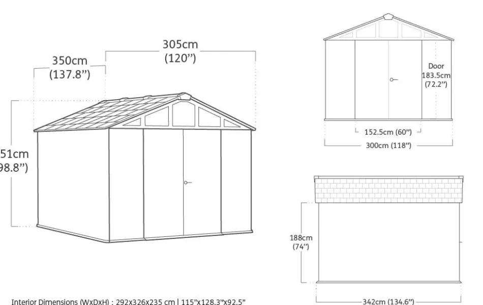 New Stronghold 10x11.5 Storage Shed - Graphite Large Sheds
