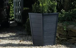 Discount Tapered Wood Look Planter Set of 2 - Graphite Planters