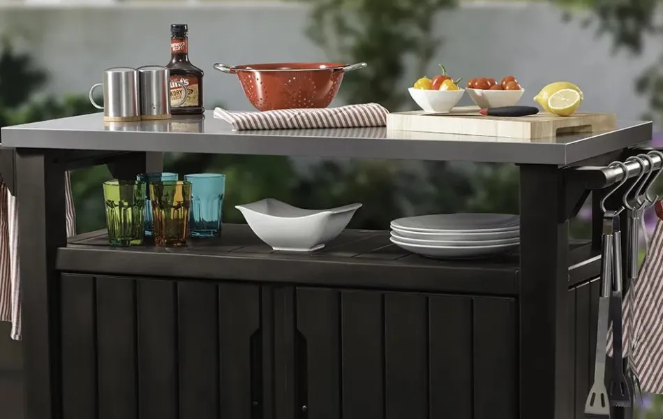 Discount Unity XL Outdoor Kitchen Cart with Storage - Brown Outdoor Kitchen Units