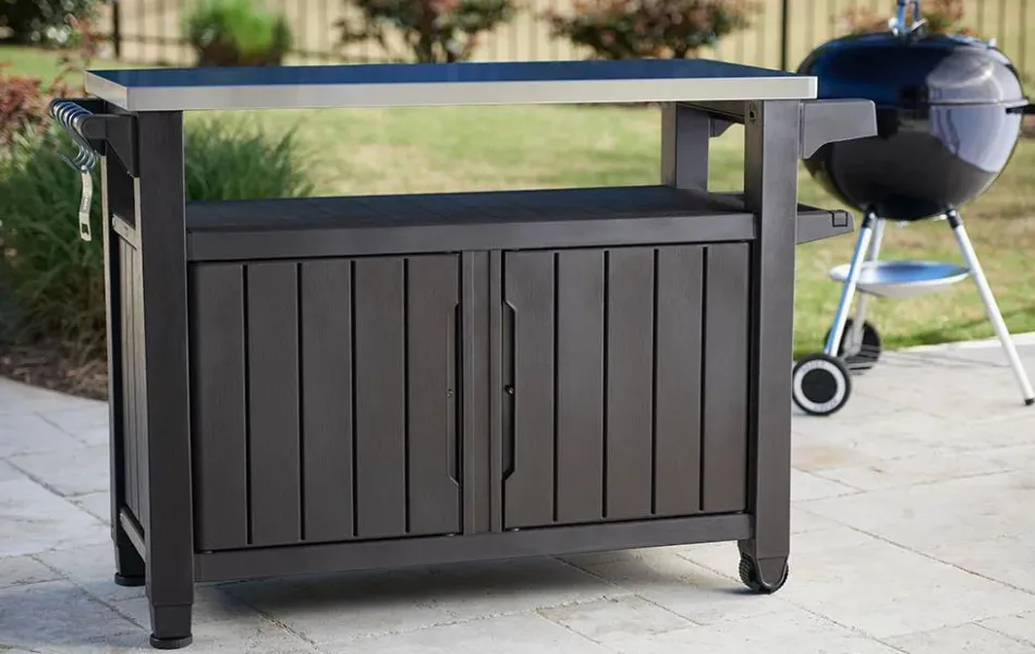 Discount Unity XL Outdoor Kitchen Cart with Storage - Brown Outdoor Kitchen Units