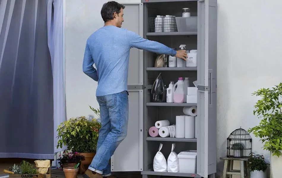 Discount Utility Garage Storage Cabinet - Smoky White Storage Cabinets & Shelving Units